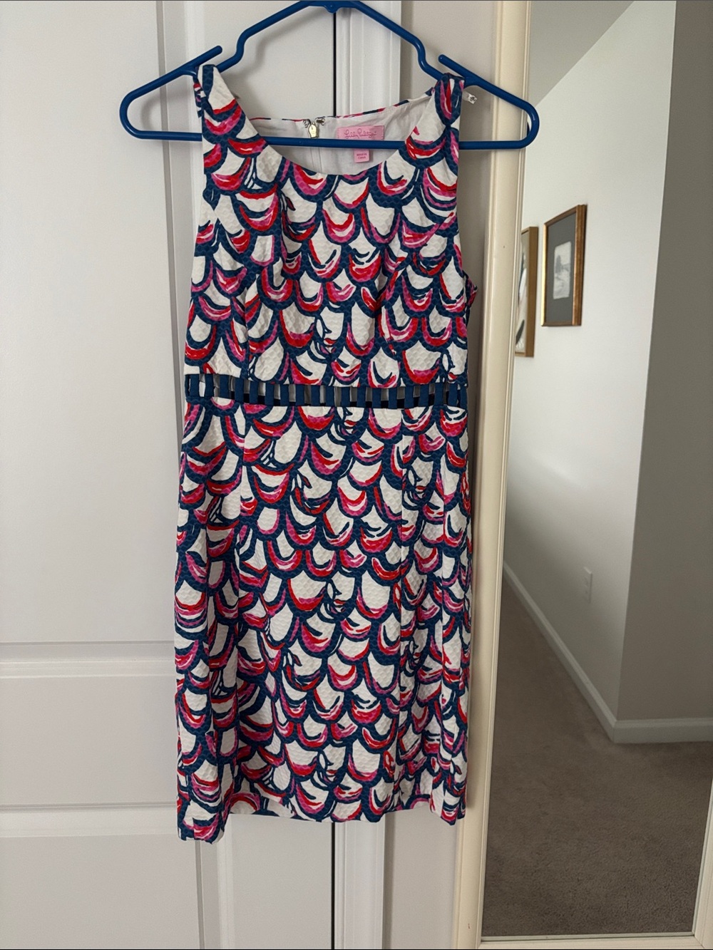 Women’s Lilly Pulitzer Sleeveless Scallop-Print Dress - Pink & Navy